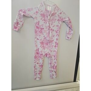 White Pink And White   Florals   Bamboo  Zippy Double Zipper  18 To 24 Months